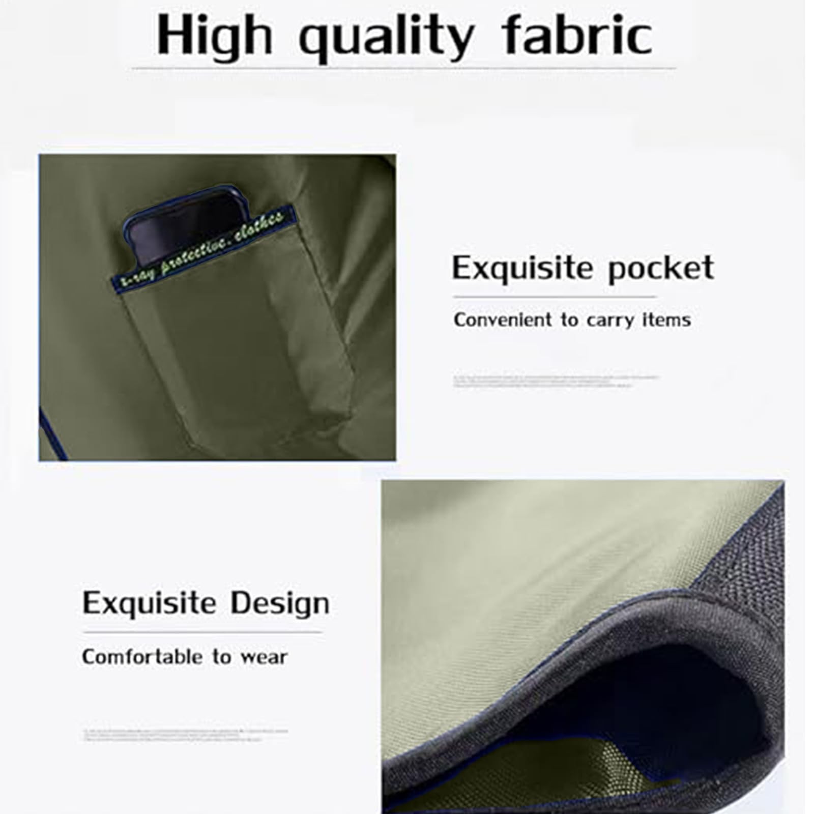 Heytaful 0.5mmpb X-Ray Half Lead Apron Shield with Thyroid Collar Army Green XL