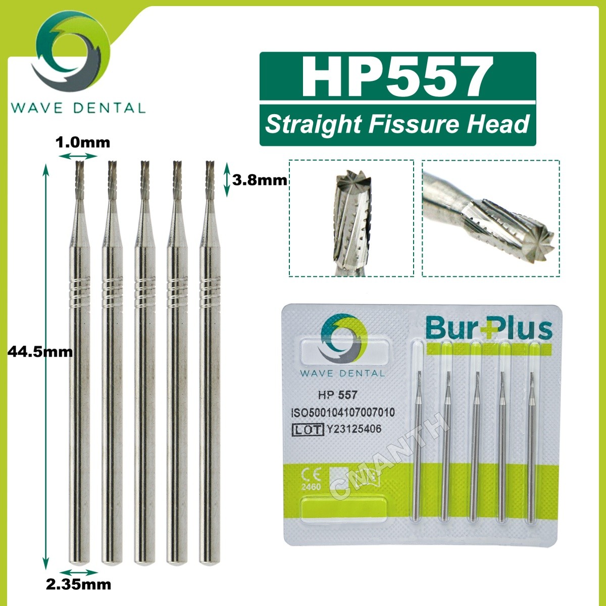 WAVE Dental Tungsten Carbide Burs Low Speed Straight Fissure Head HP Bur 2.35mm