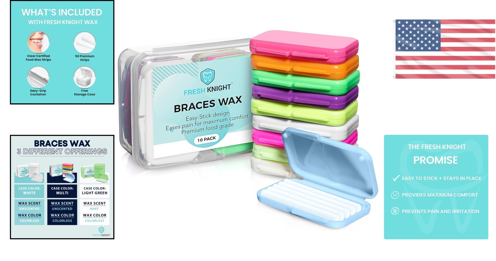 Organic Braces Wax for Comfort – 50 Easy Apply Multicolor Orthodontic Strips