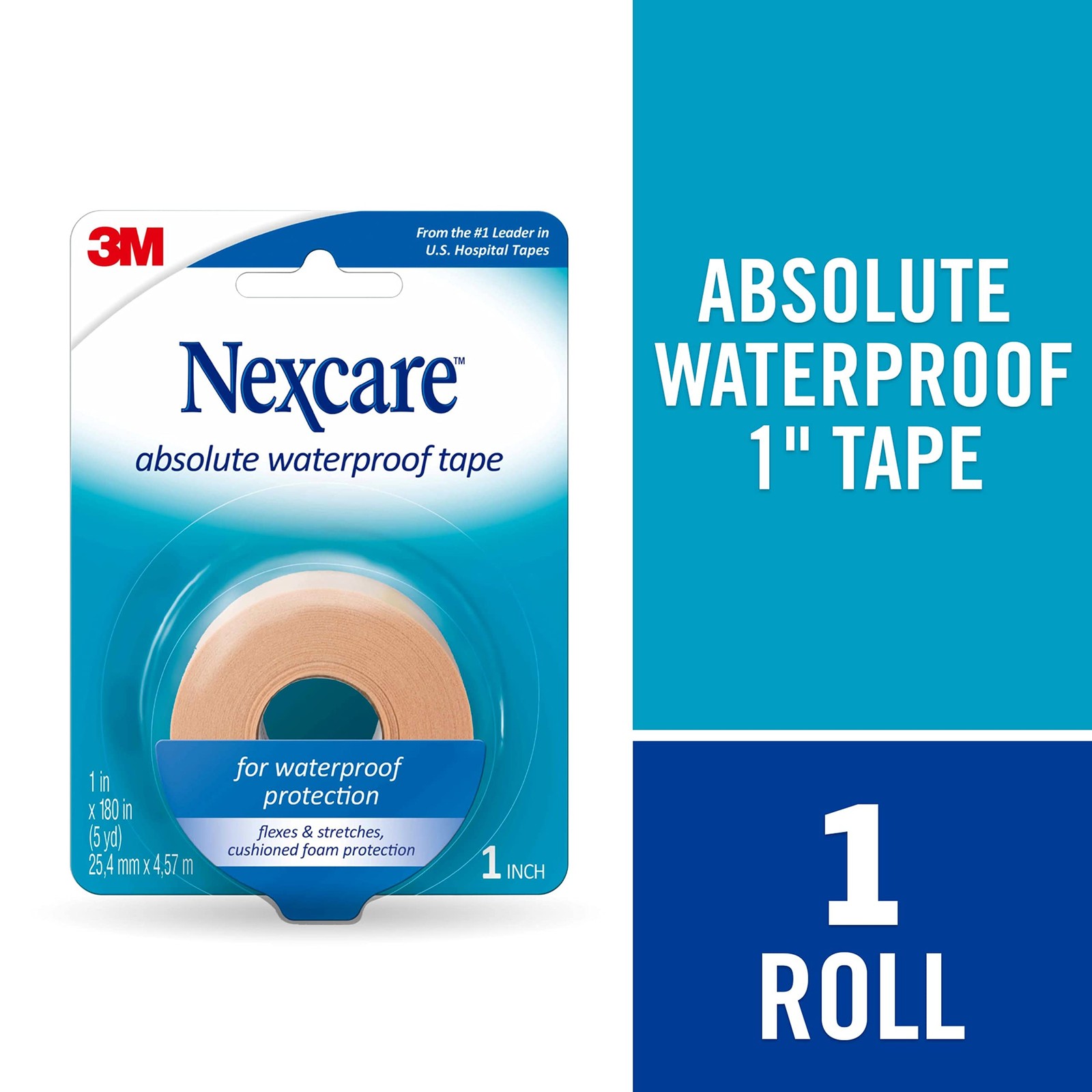 Nexcare Absolute Waterproof First Aid Tape, 1 Count (Pack of 1), 1 Roll (Old)
