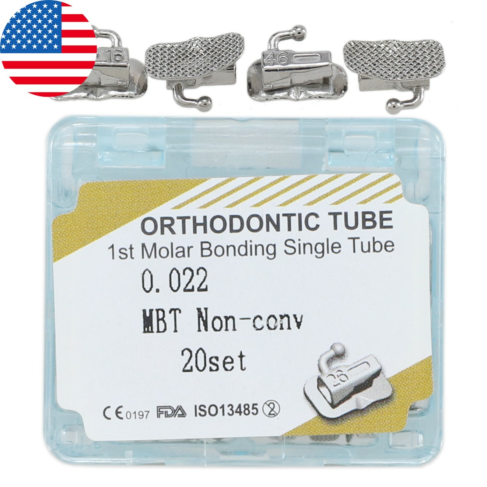 USA Dental Orthodontic Buccal Tubes MBT Roth 022 1st 2nd Molar Bondable Single