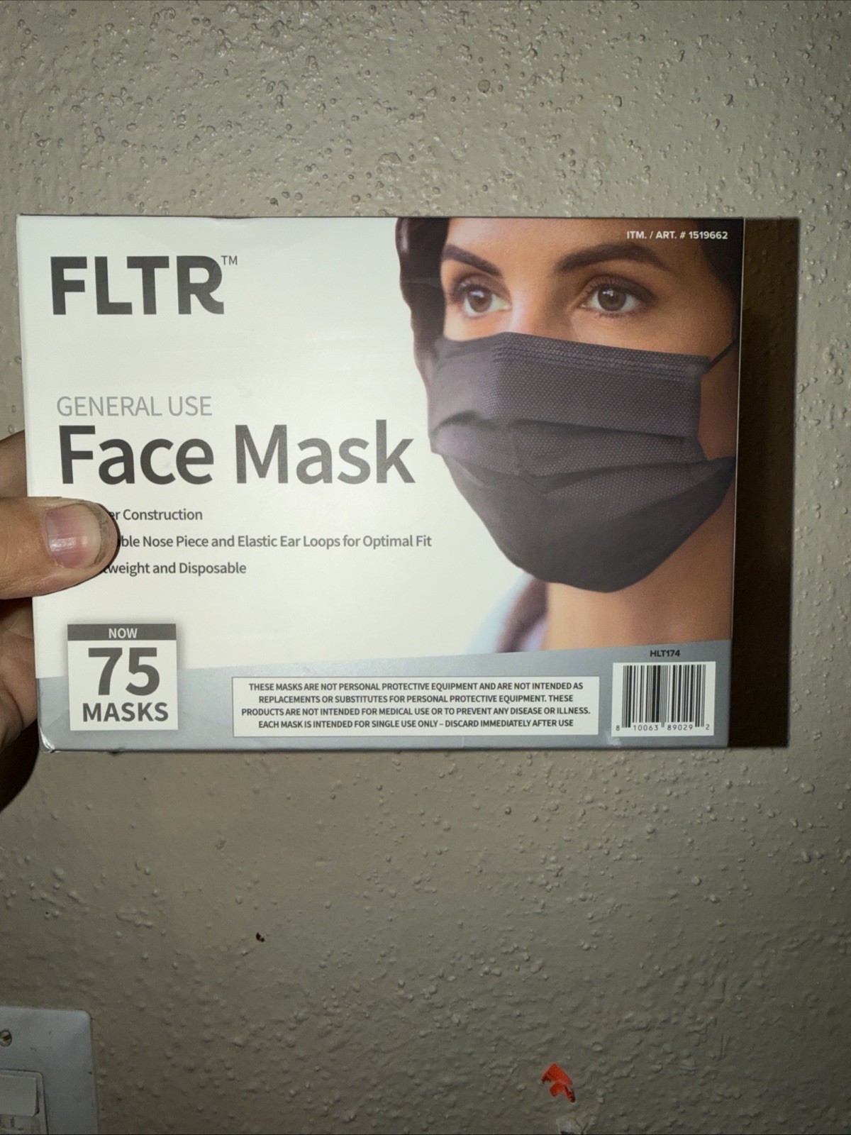 FLTR General Use Face Mask, Black, 75 count (75), 75 Count (Pack of 1) , B