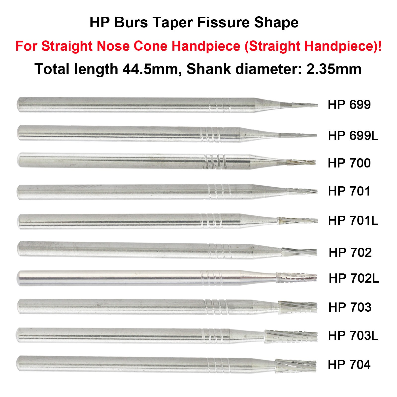 Wave Dental Burs Carbide HP 699 698 702L 703 44.5mm Long Straight Handpiece Bur