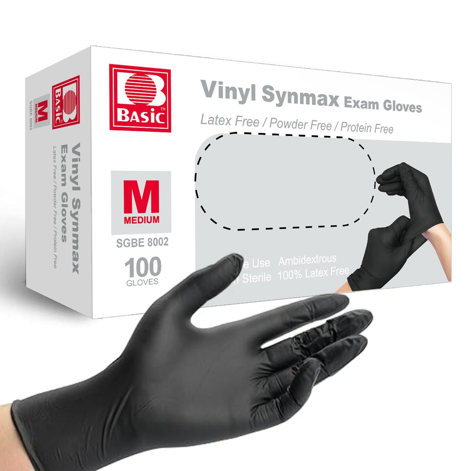 1000Pcs Black Vinyl Exam Gloves Latex Powder Free Disposable Medical Cleaning