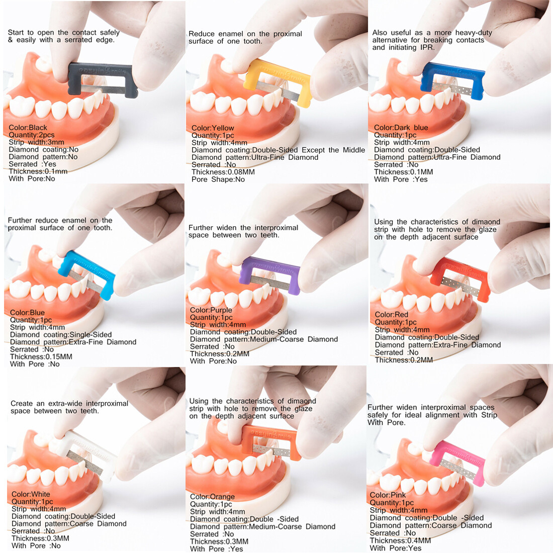 10Pcs Dental Orthodontic Interproximal Reduction IPR Strip Kit for Invisalign