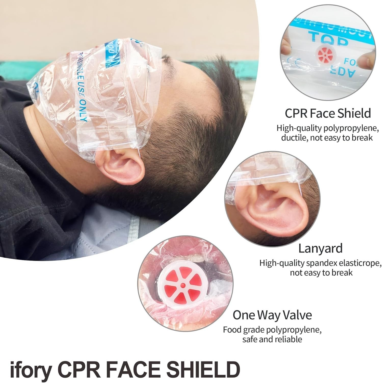 50 Packs CPR Pocket Mask Keychain, CPR Face Shield with One Way Valve Breathi…