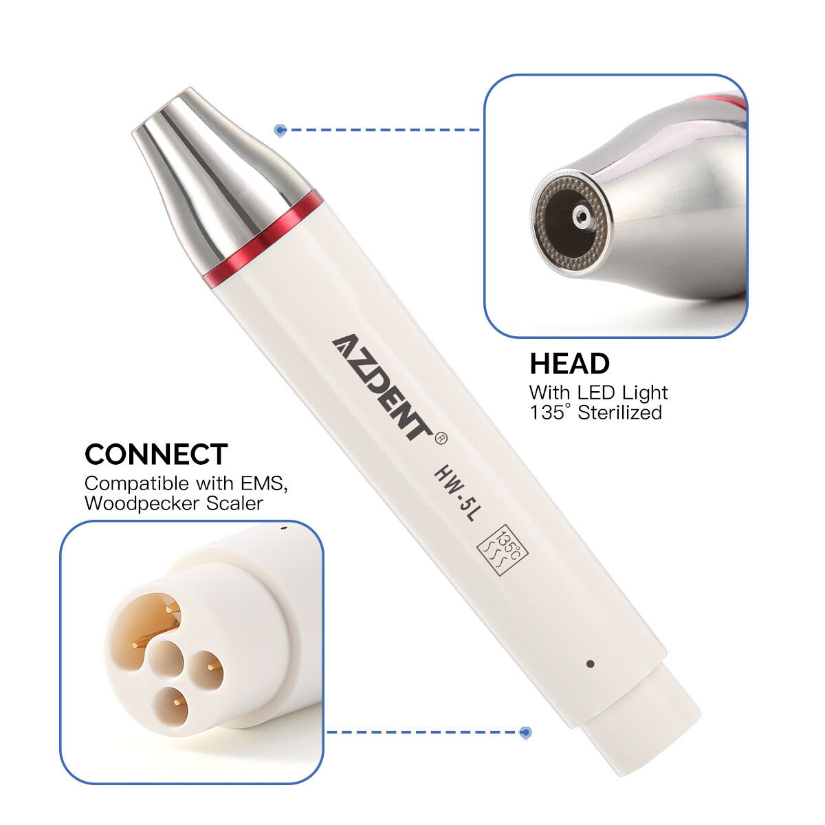 Dental Ultrasonic Piezo Scaler Handpiece LED Fit Woodpecker/EMS/SATELEC 135°