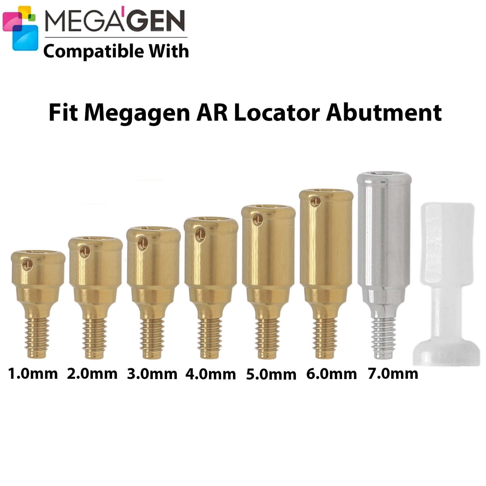 Dental Locator Abutment & Male Cap Compatible MegaGen AnyRidge AR Implant System