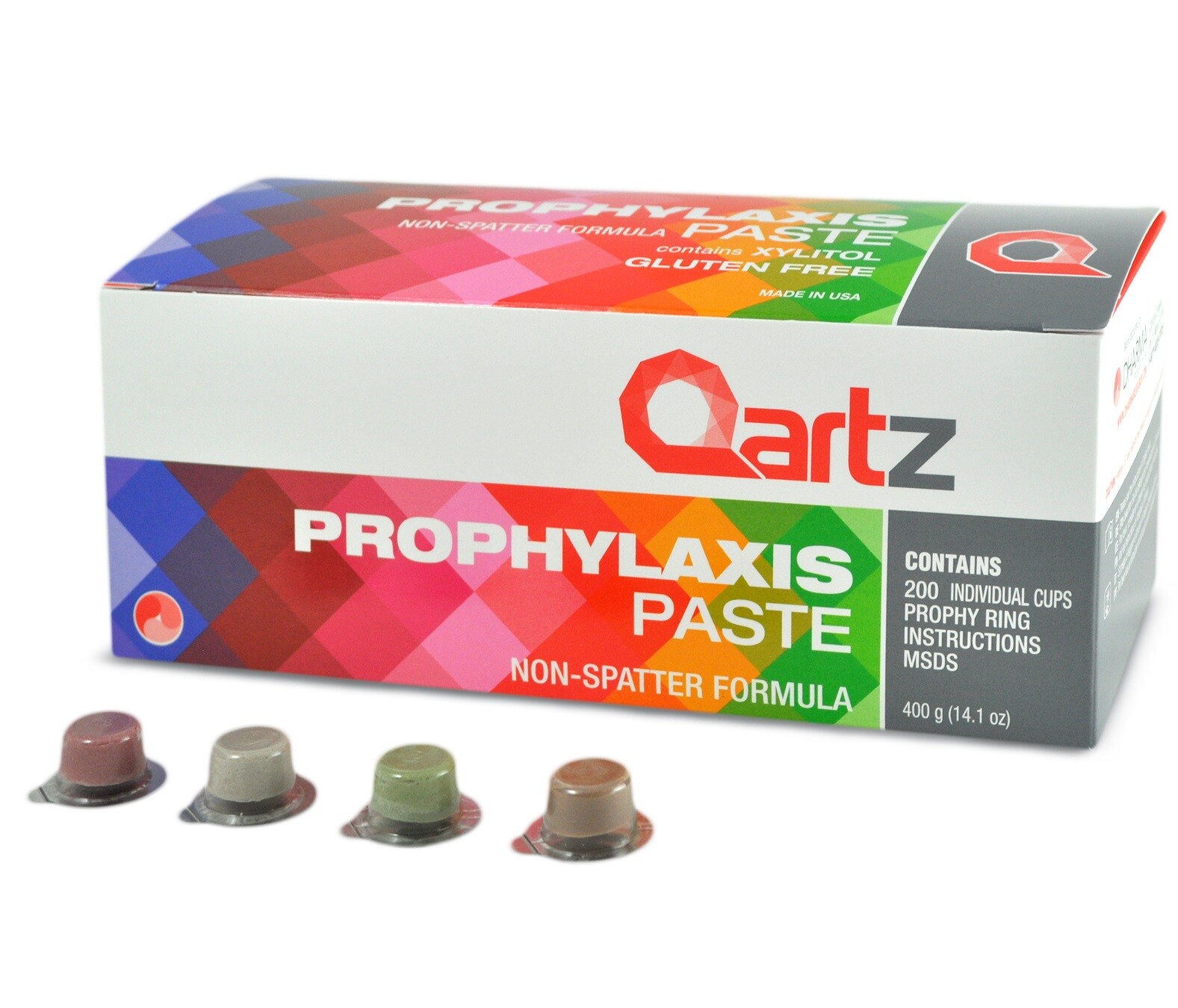 Prophy Paste Cups CHERRY MEDIUM Qartz 200/Box DENTAL NON SPLATTER W/FLOURIDE