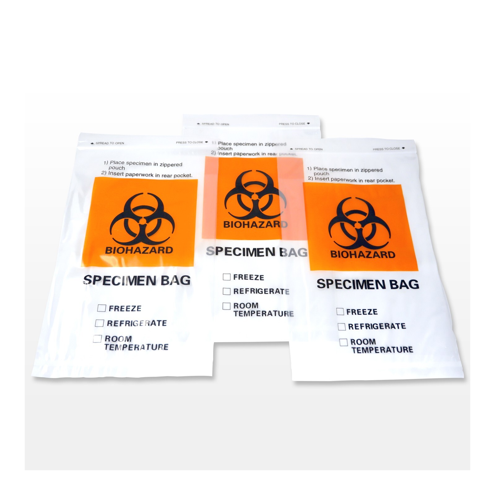 1000pcs Bags 6x9In Specimen Transport Biohazard Bag, 2 Pockets, Econo-Zip, 30029