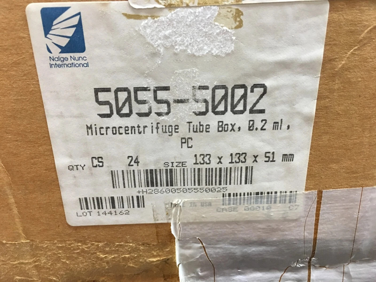 Thermo Fisher NALGENE REF 5055-5002 Microcentrifuge Tube Box 0.2mL 133x133x51mm