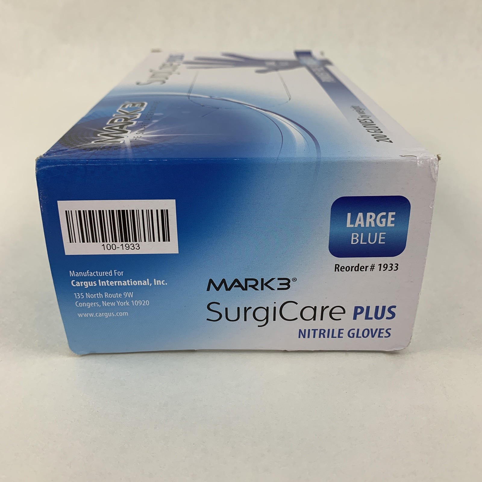 SurgiCare Plus Nitrile Exam Gloves Blue 200 Count Large MARK3 1933 New