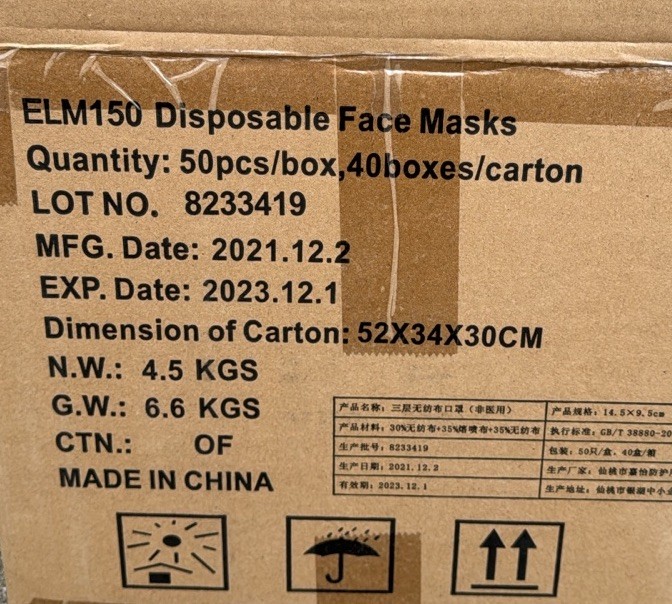 Cordova ELM150 40 Boxes Small 3-Ply Face Masks 2000pcs Earloop Disposable Masks