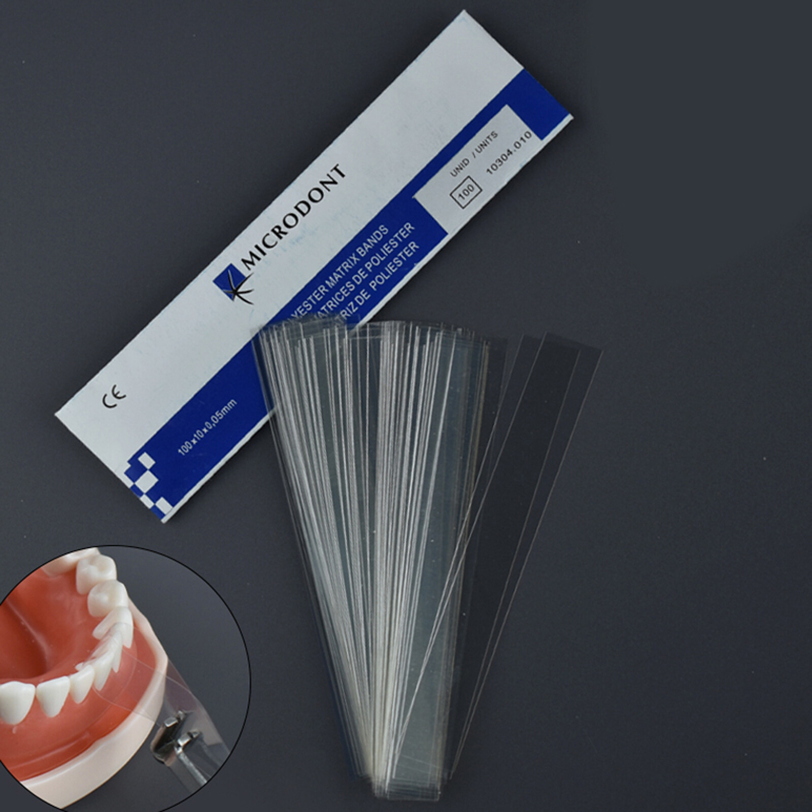 100pcs Dental Transparent Polyester Strip Matrix Bands Contoured Matrices 0.05mm