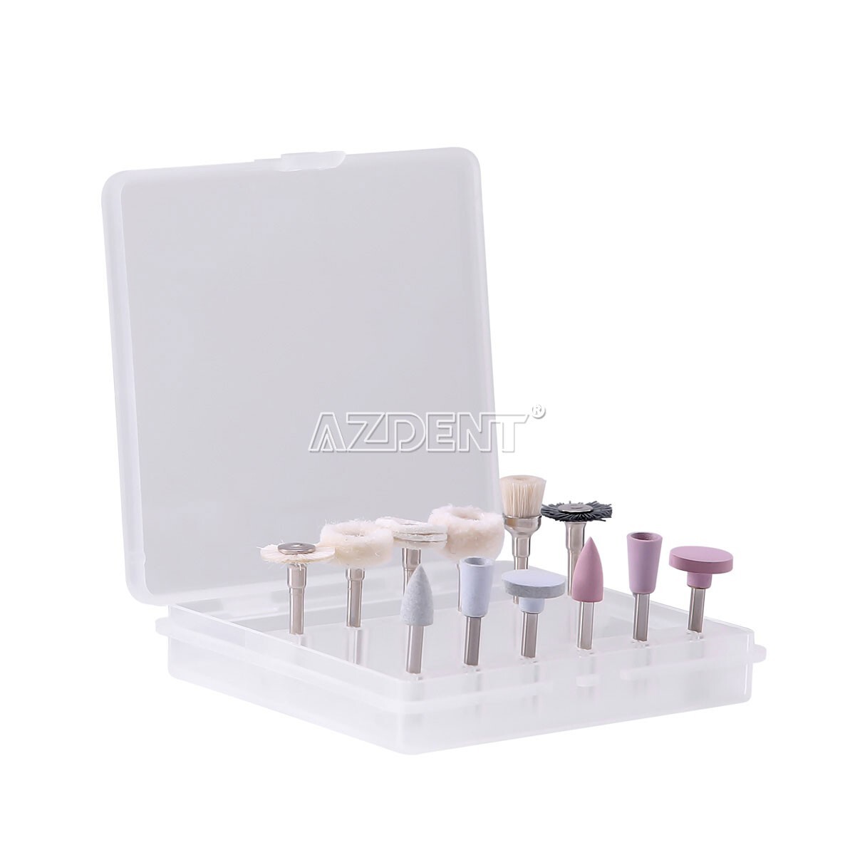 12pcs Dental Diamond Burs Silicon Carbide Felt Wheels Polishing Kit RA 2.35mm US