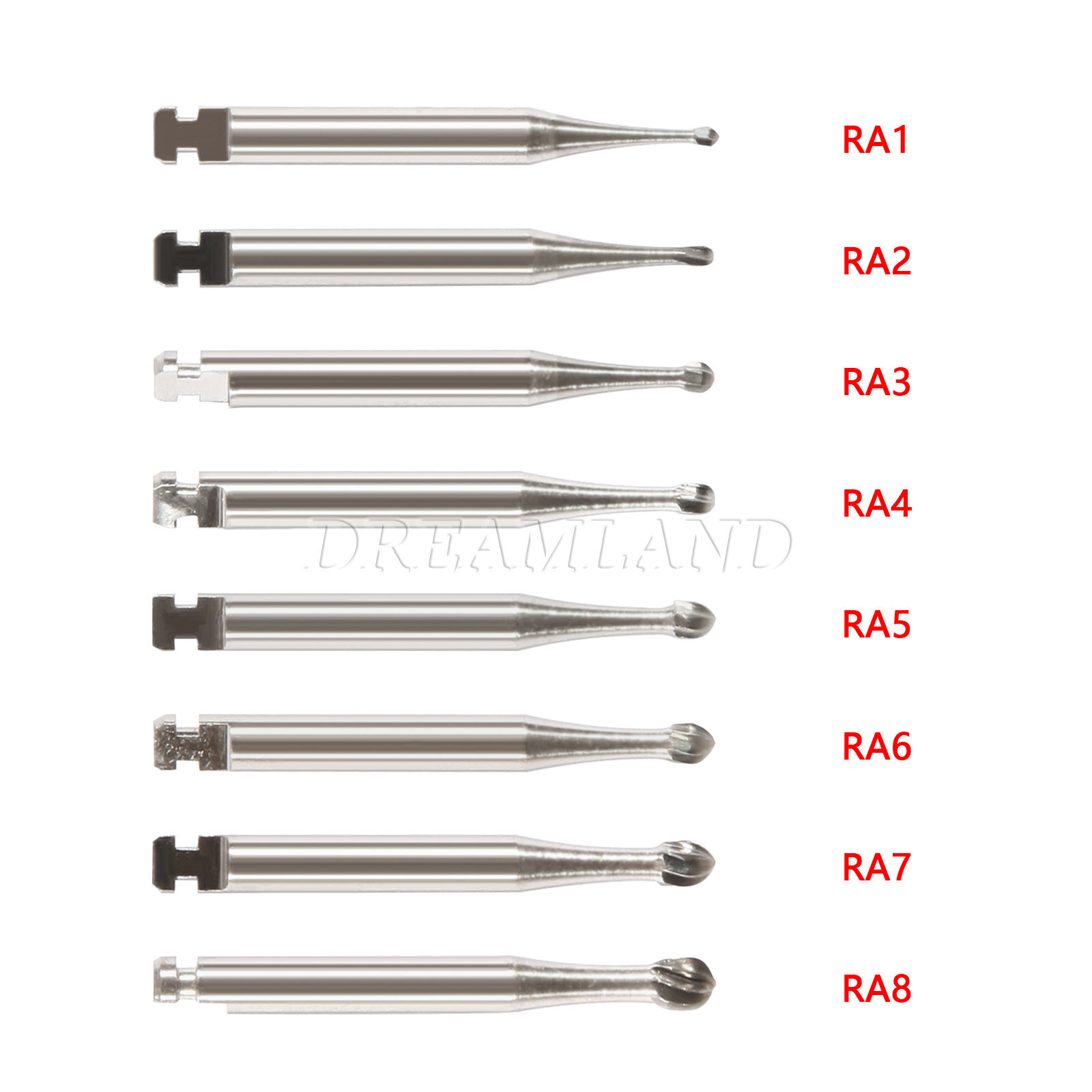 Dental Round Carbide Bur for Slow Speed Latch Type RA 1# -RA 8# Burs 22.5mm