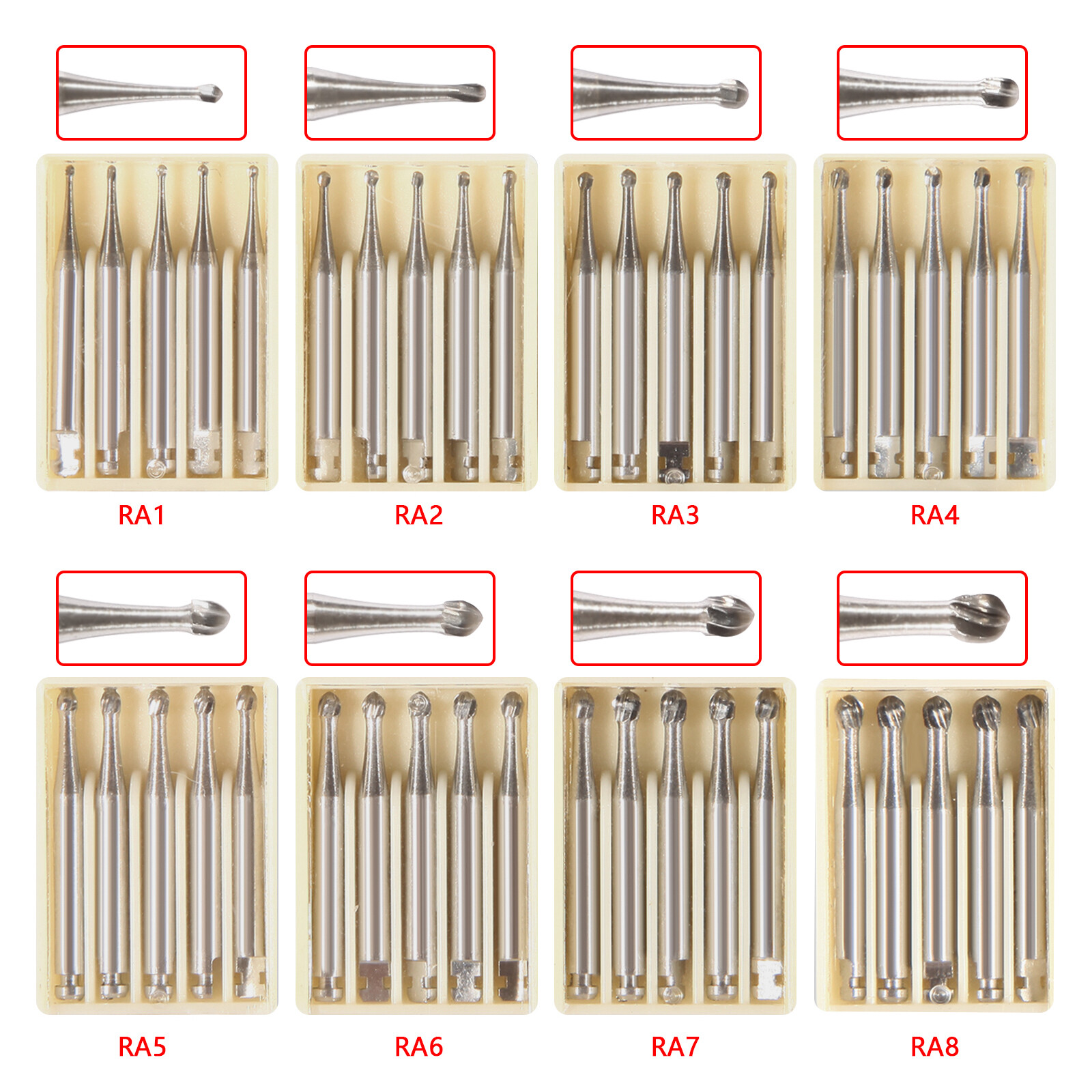 Low Speed Contra Angle Handpiece /Tungsten Steel Carbide Burs RA1-RA8 AK Dental