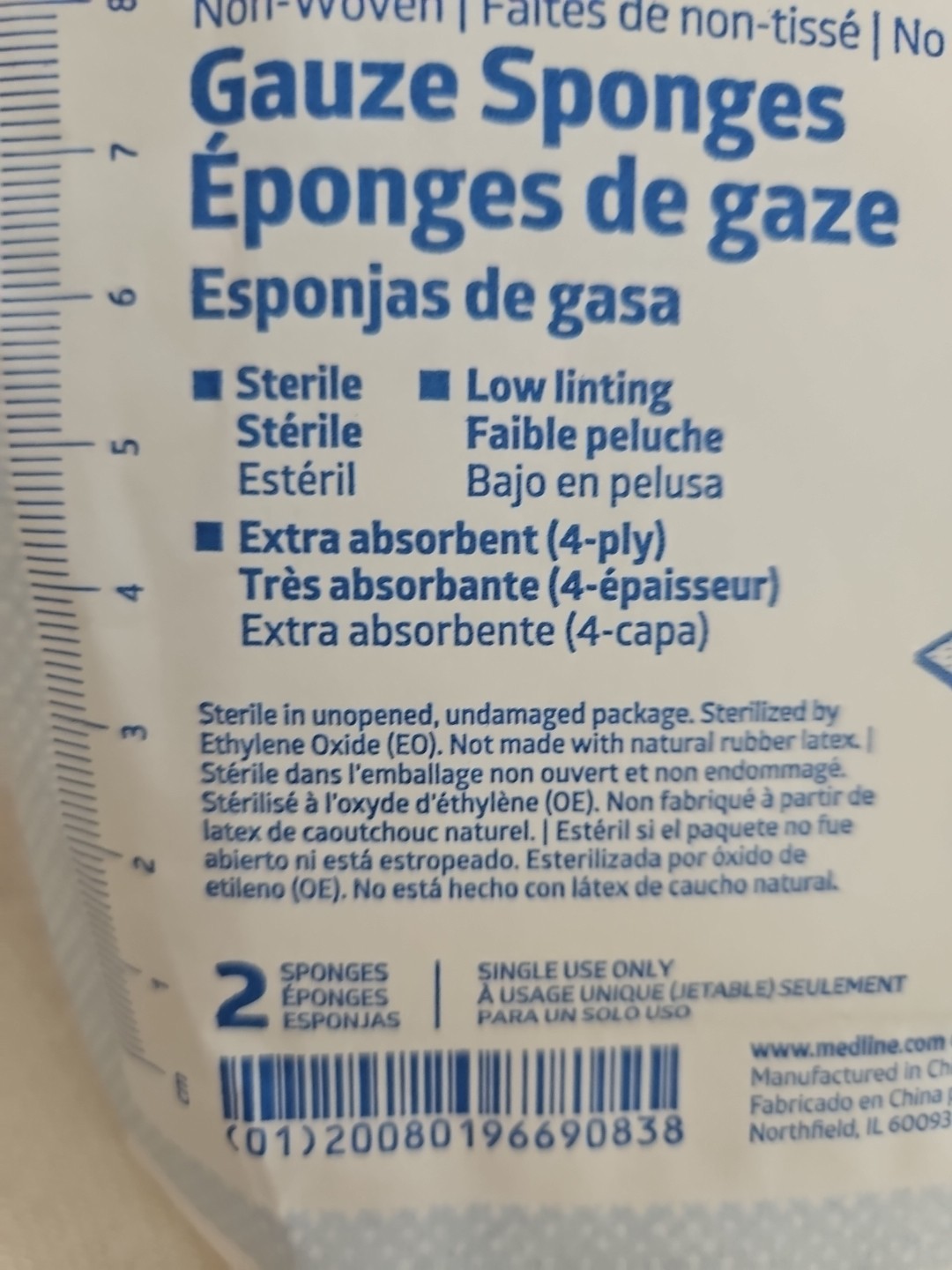 MEDLINE NON21444 STERILE NON-WOVEN GAUZE SPONGES 4×4″ 48 Count
