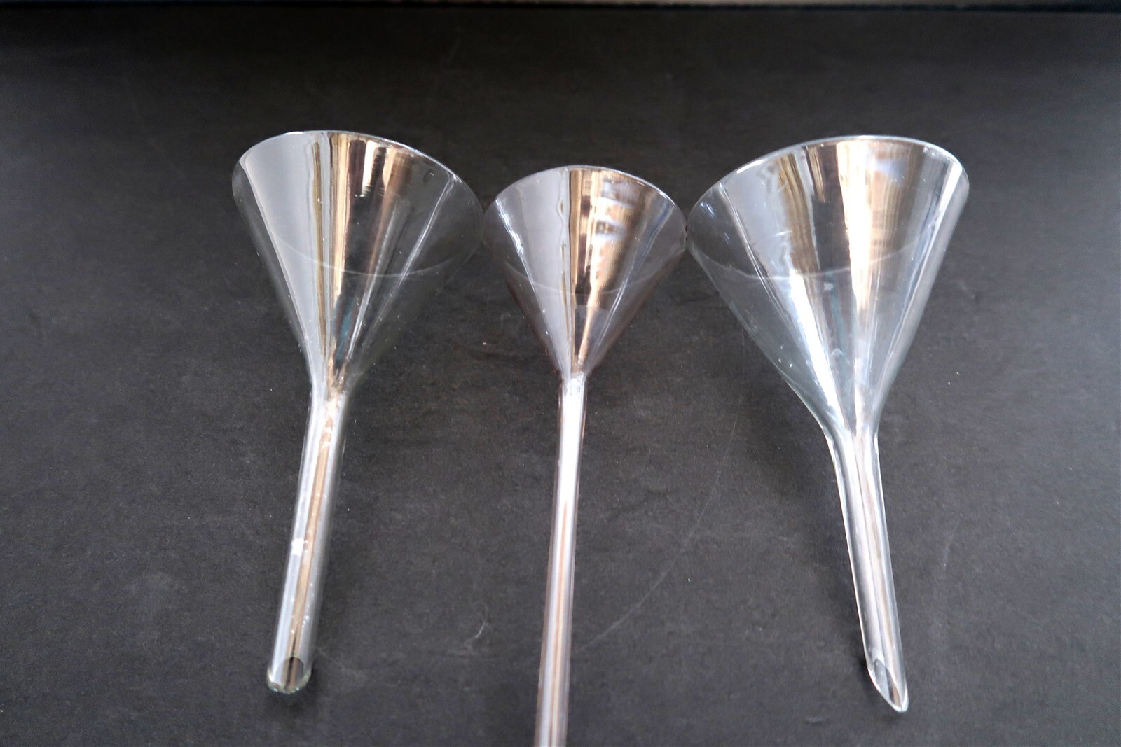 Lot of Lab Glass Funnels Scientific Instruments in 3 Mixed Sizes