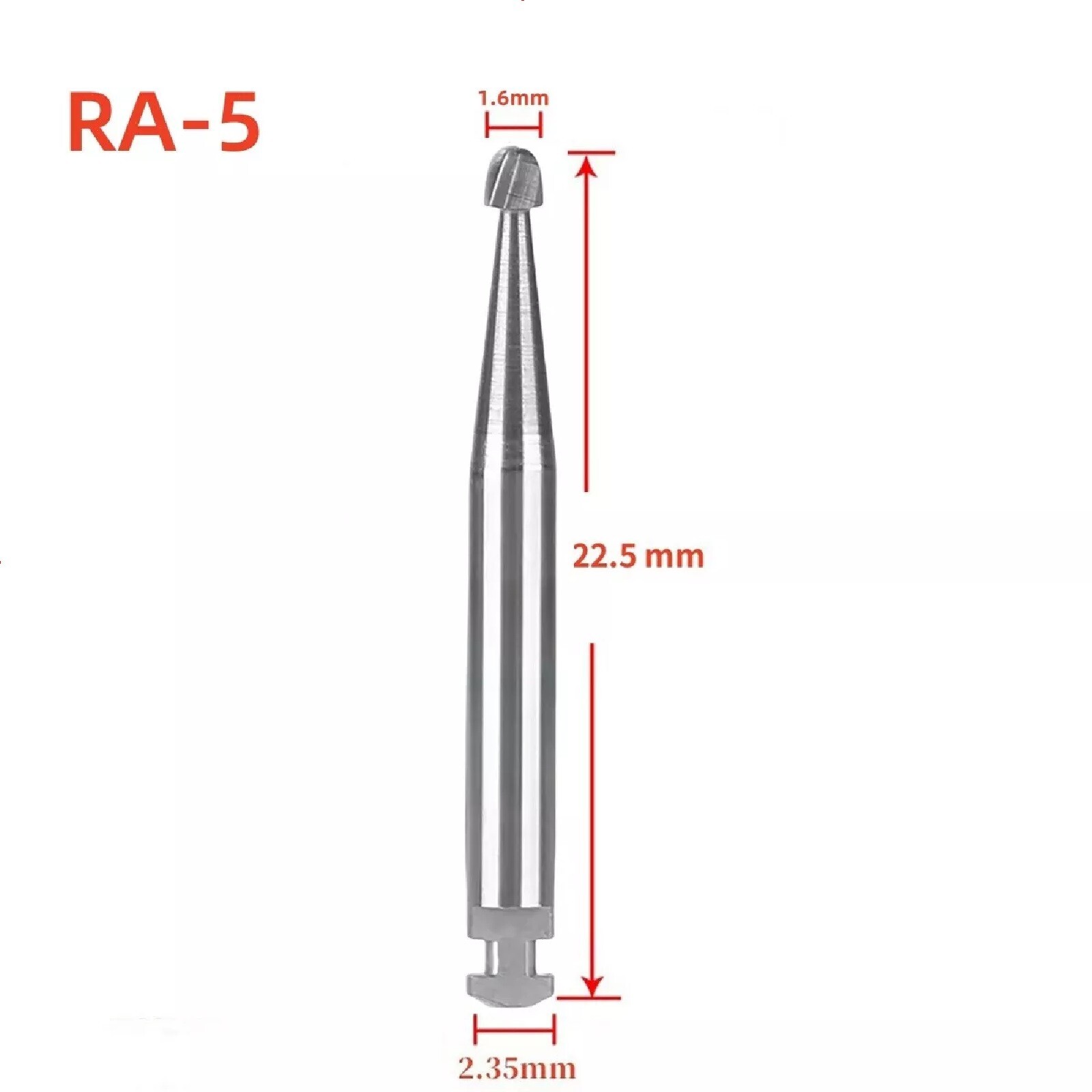 25 Pcs/5 Pack Dental 22.5mm Round Carbide Bur Slow Speed Latch Type RA5 Burs USA
