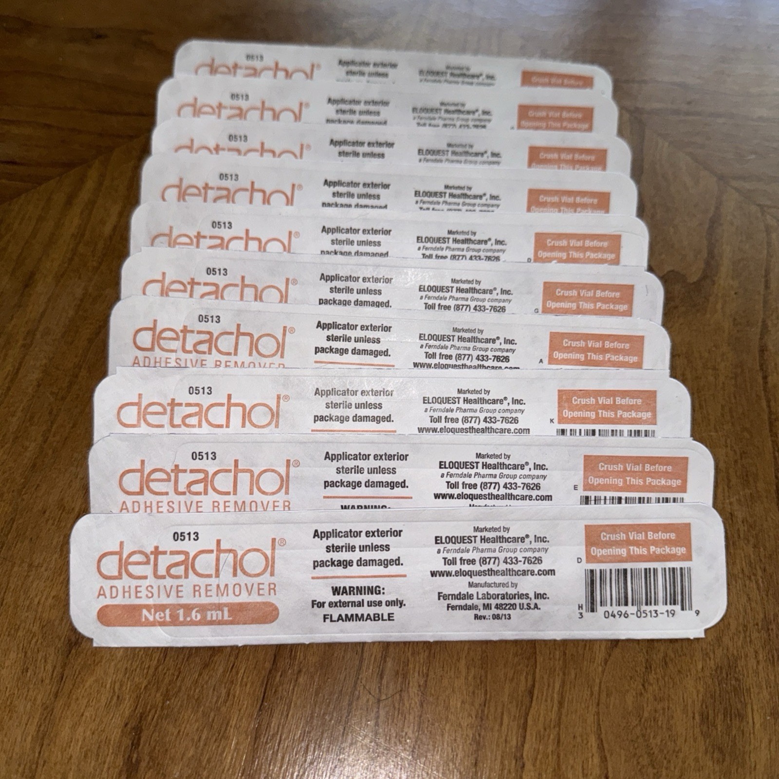 Lot Of 20 1.6 ml Loose Vials New Detachol Adhesive Remover (Exp -2028) BIG SIZE