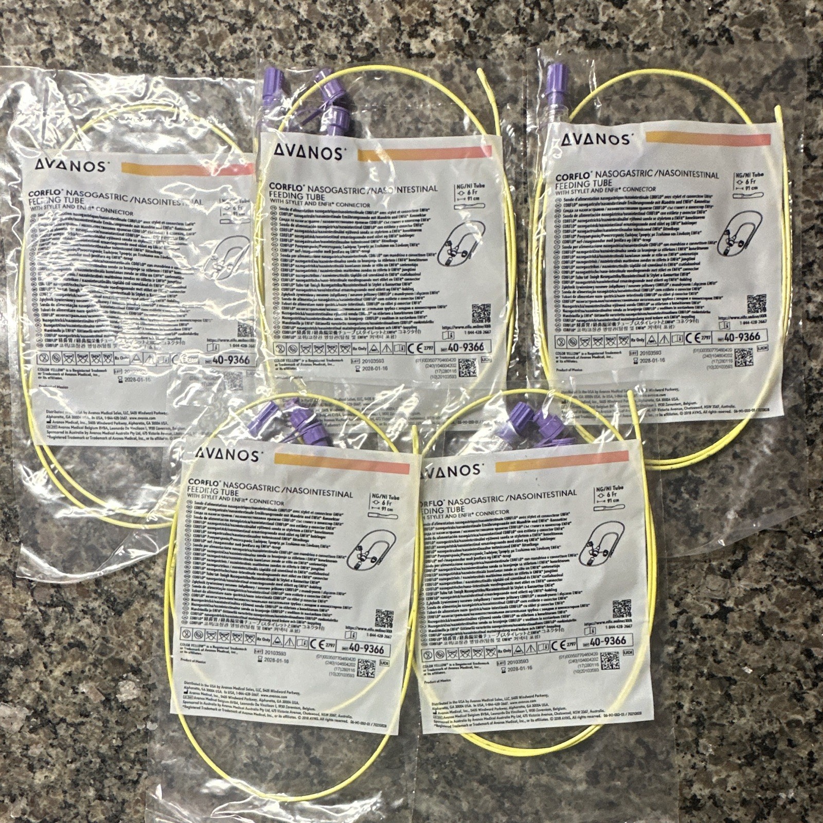 Avanos Corflo Nasogastric Feeding Tube Stylet Enfit Connector 6Fr/91cm Child