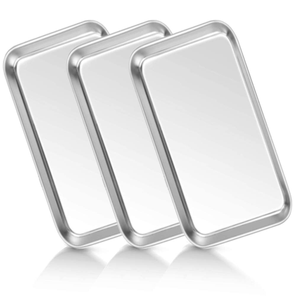 Medical Tray Stainless Steel (3 Pack), Dental Lab 8.6″ x 4.3″ x 0.8″, Silver