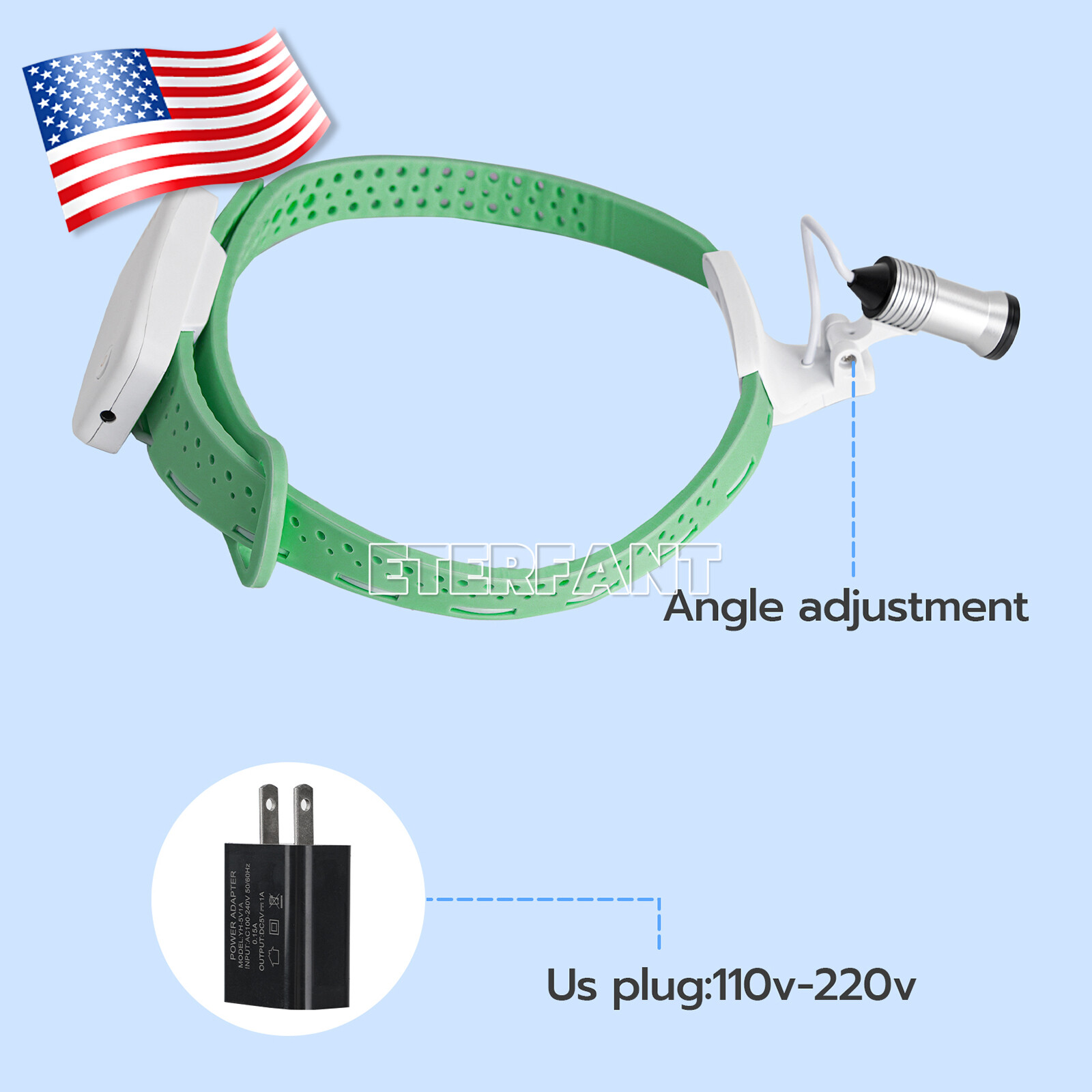 ETERFANT Dental 5W LED Lightweight Silicone Headlamp Surgery Medical Green