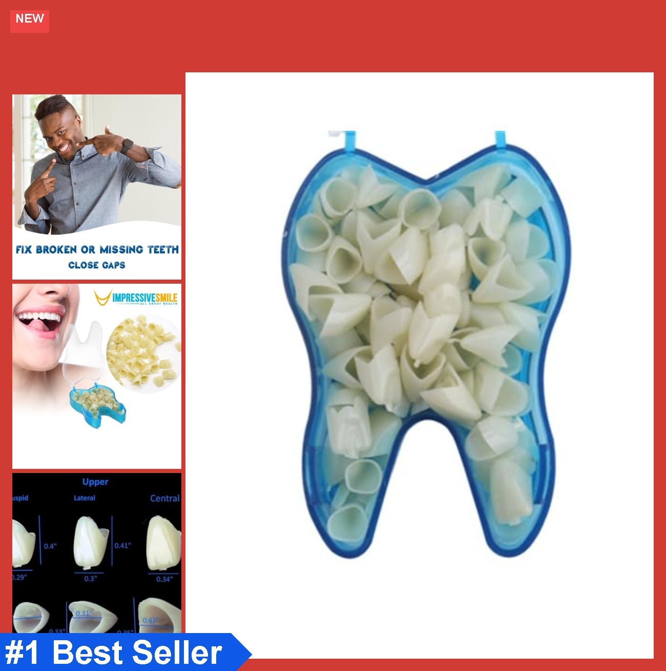 Mixed Sizes Dental Temporary Crown Kit Anteriors Box 50 Tooth Protection