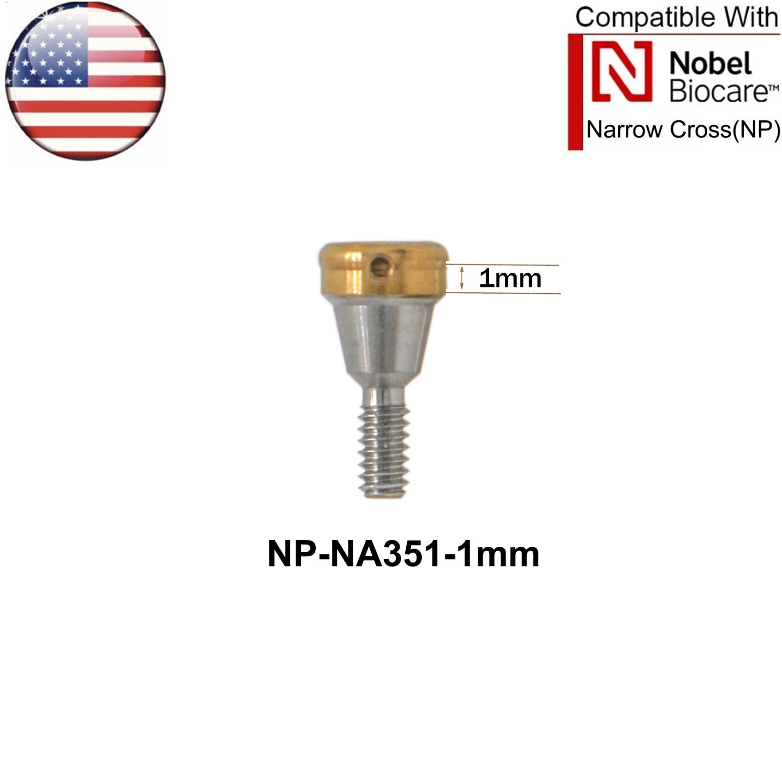US Dental Locator Tapered Abutment NP Fits Nobel Biocare Active Dia ∅3.5mm