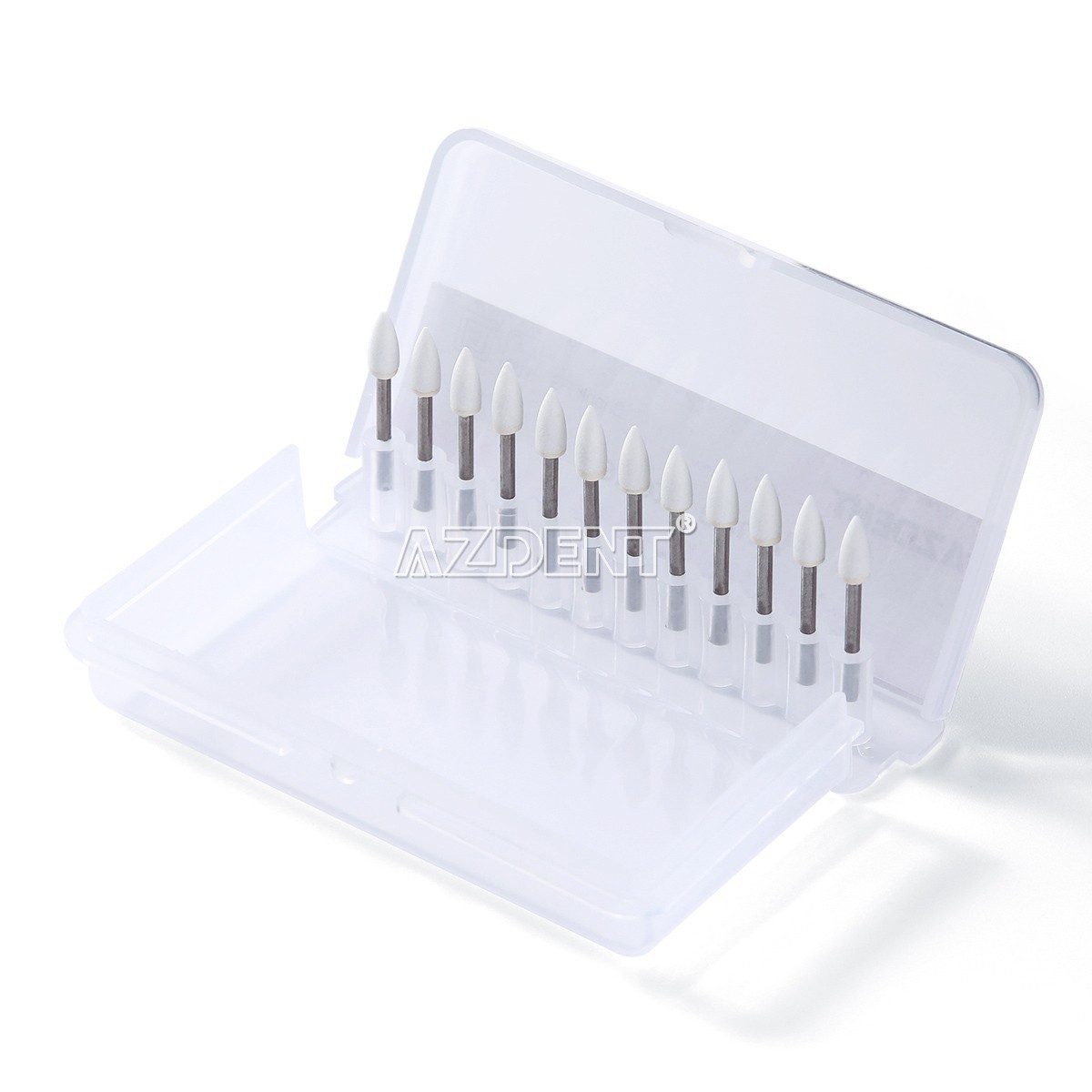12pcs Dental Flame Mounted Stone Polishing Bur Tips FG Abrasion Point Polisher