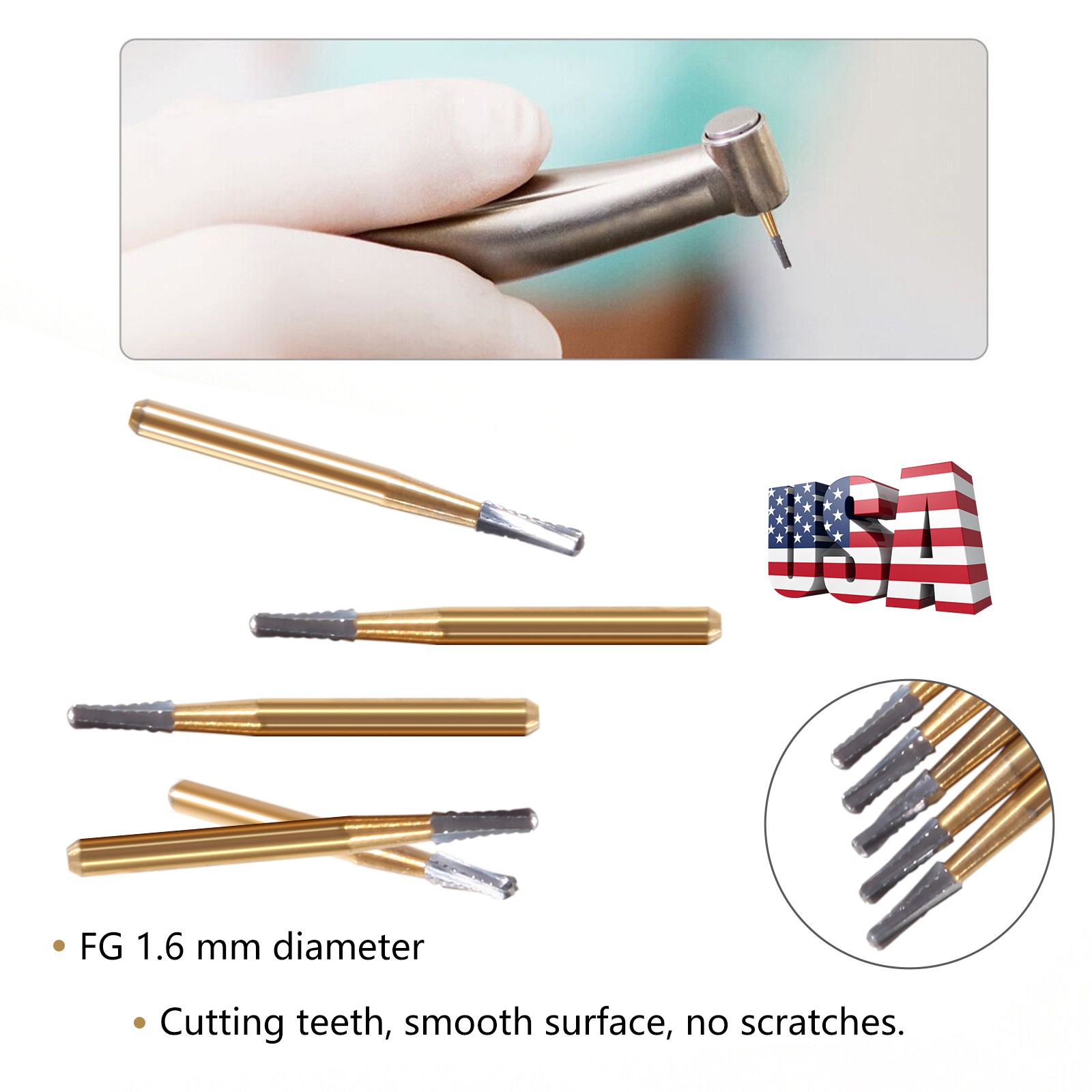 10Pcs Dental Tungsten Carbide Burs Crown Cutter Cutting Transmetal FG 1957