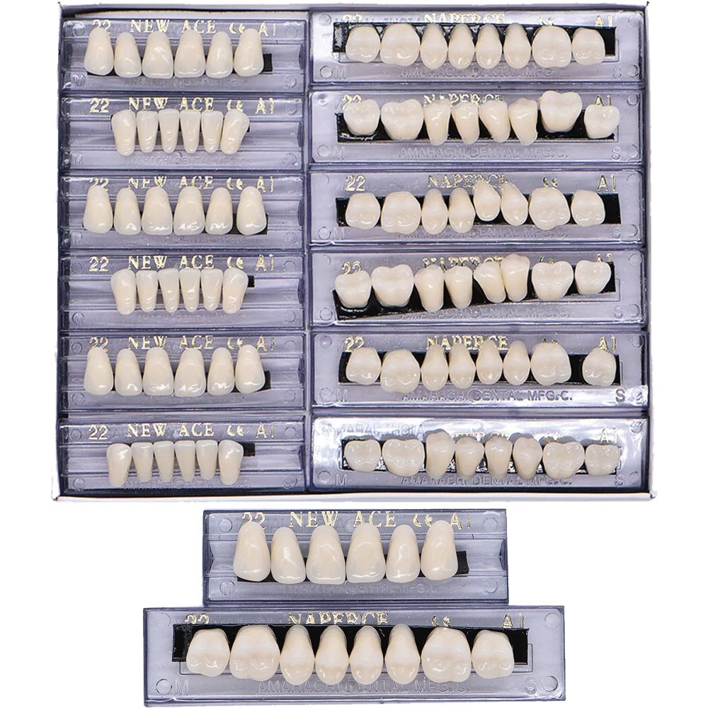 1-6 Box Dental Acrylic Resin Denture 22# A1 Full Set Teeth Upper Lower Shade USA