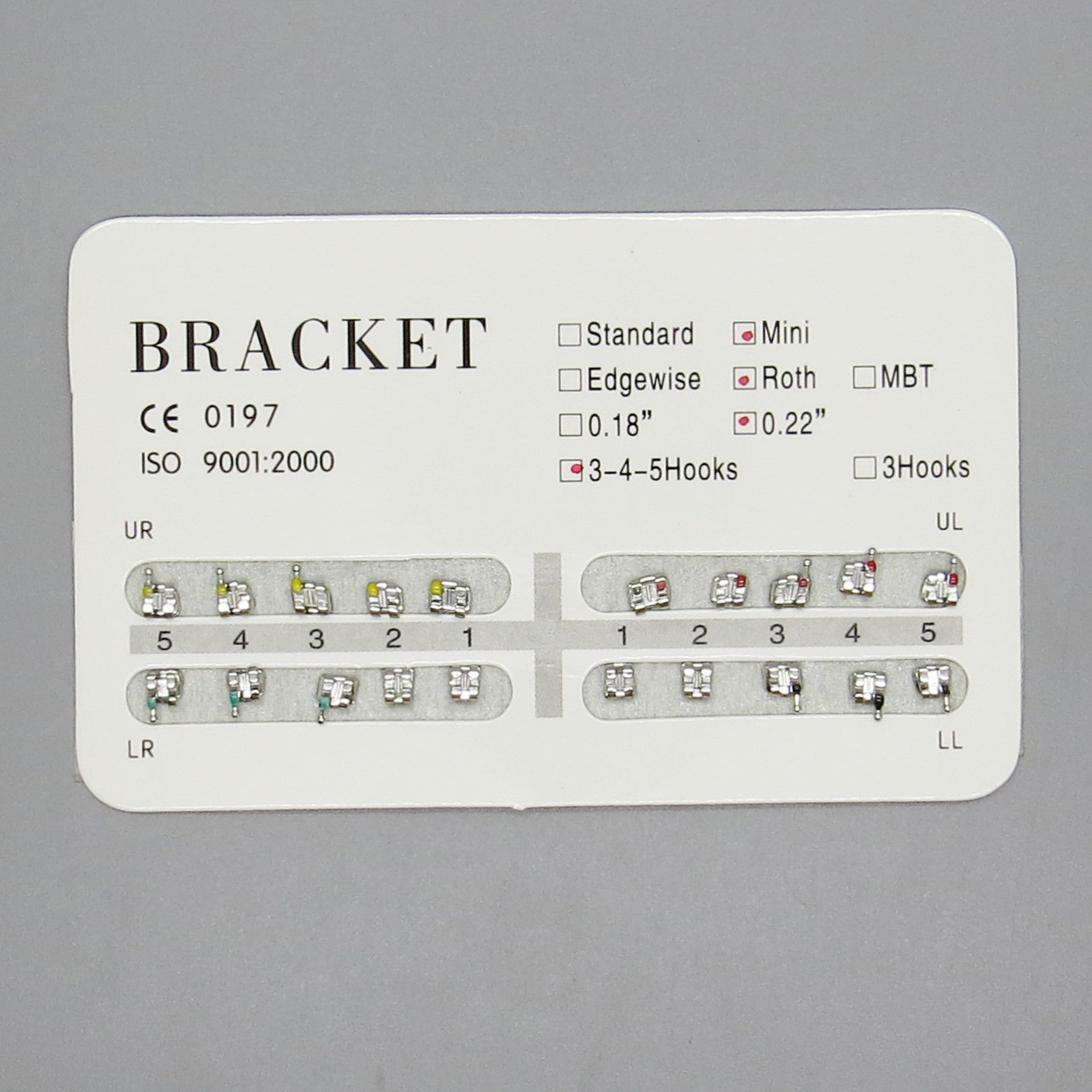 20 Pcs/Kit Dental Orthodontic Metal Bracket Braces Standard Roth .022 Hook 3-4-5
