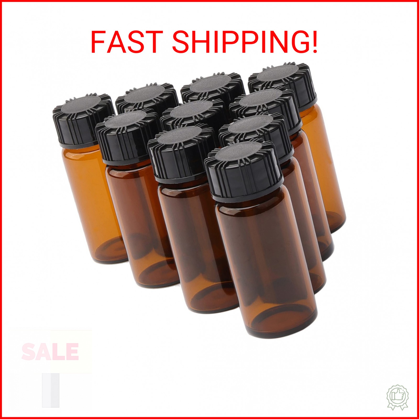Jiuwu 10 Pack Glass Vials with Screw Caps,Amber Small Bottle,10 Ml Glass Jars,Bo