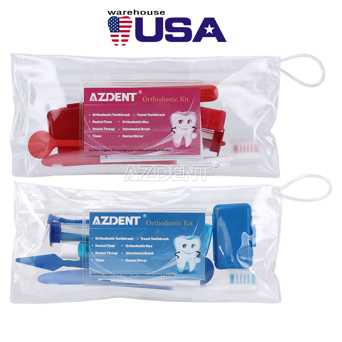 10X AZDENT Dental Orthodontic Oral Care Kit Hygiene Clean Tools Teeth Whitening