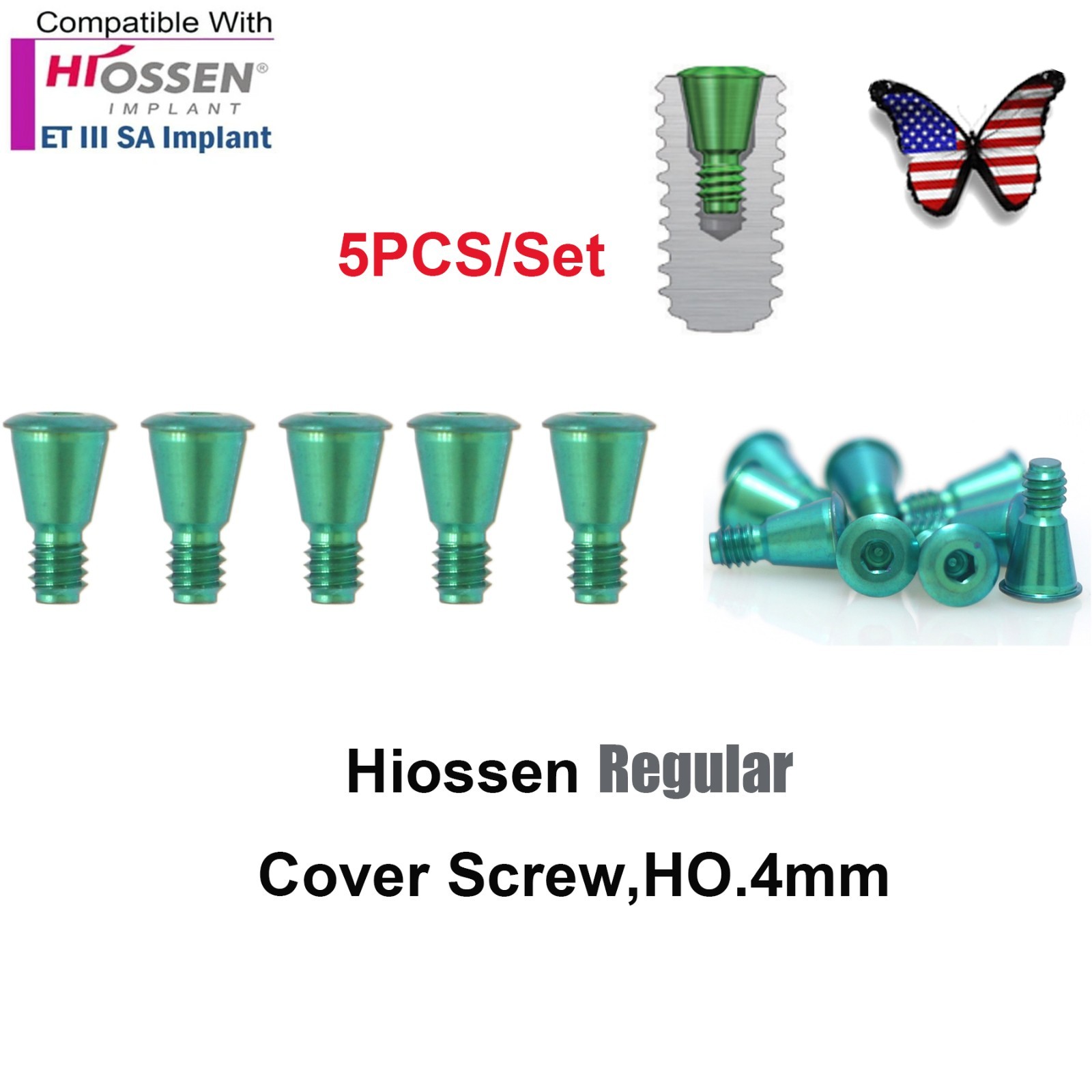 US 5Pcs Dental Healing Abutment Mini/Regular Hiossen Osstem ET TS Ti Implant Cap