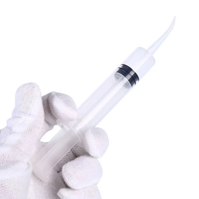 Dental Lab Disposable Plastic Curved Irrigation Syringes Measurement Tips 12ml