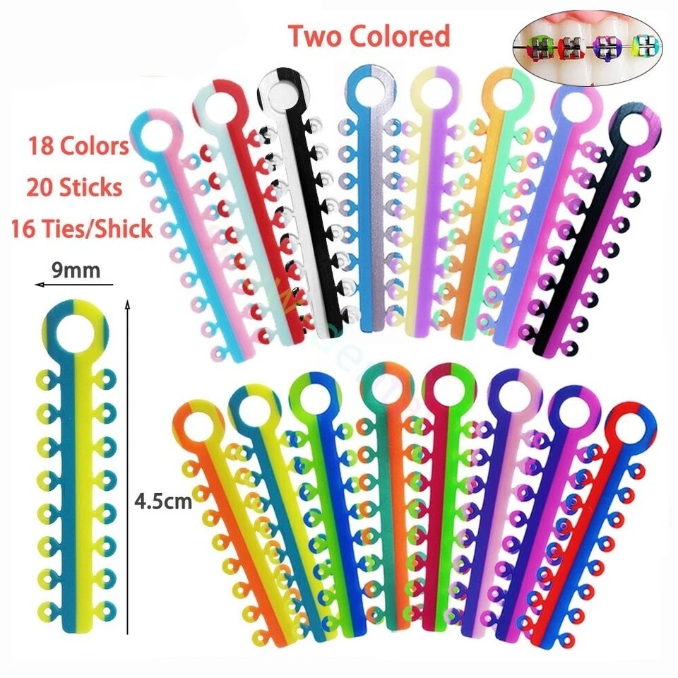 1Pack Dental Orthodontic Elastic Ligature Ties Rubber Bands Single/Double Colors