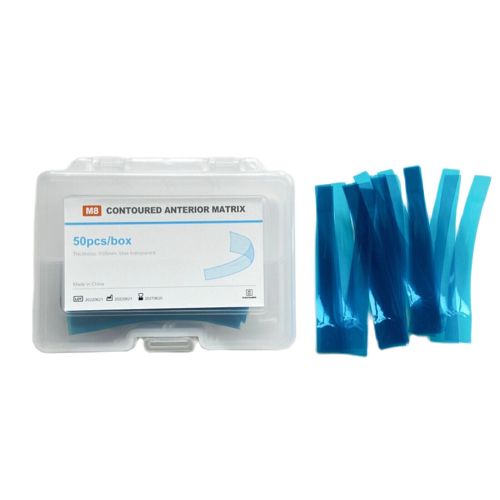 Dental Contoured Anterior Matrix Stainless Steel Twin Matrices/Resin Blue Strip