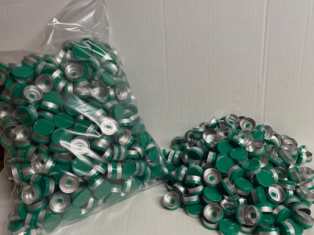 Large 1000 Pc.Lot 20mm Flip Top Cap Aluminum Crimp Seal for Vials Shiny Green