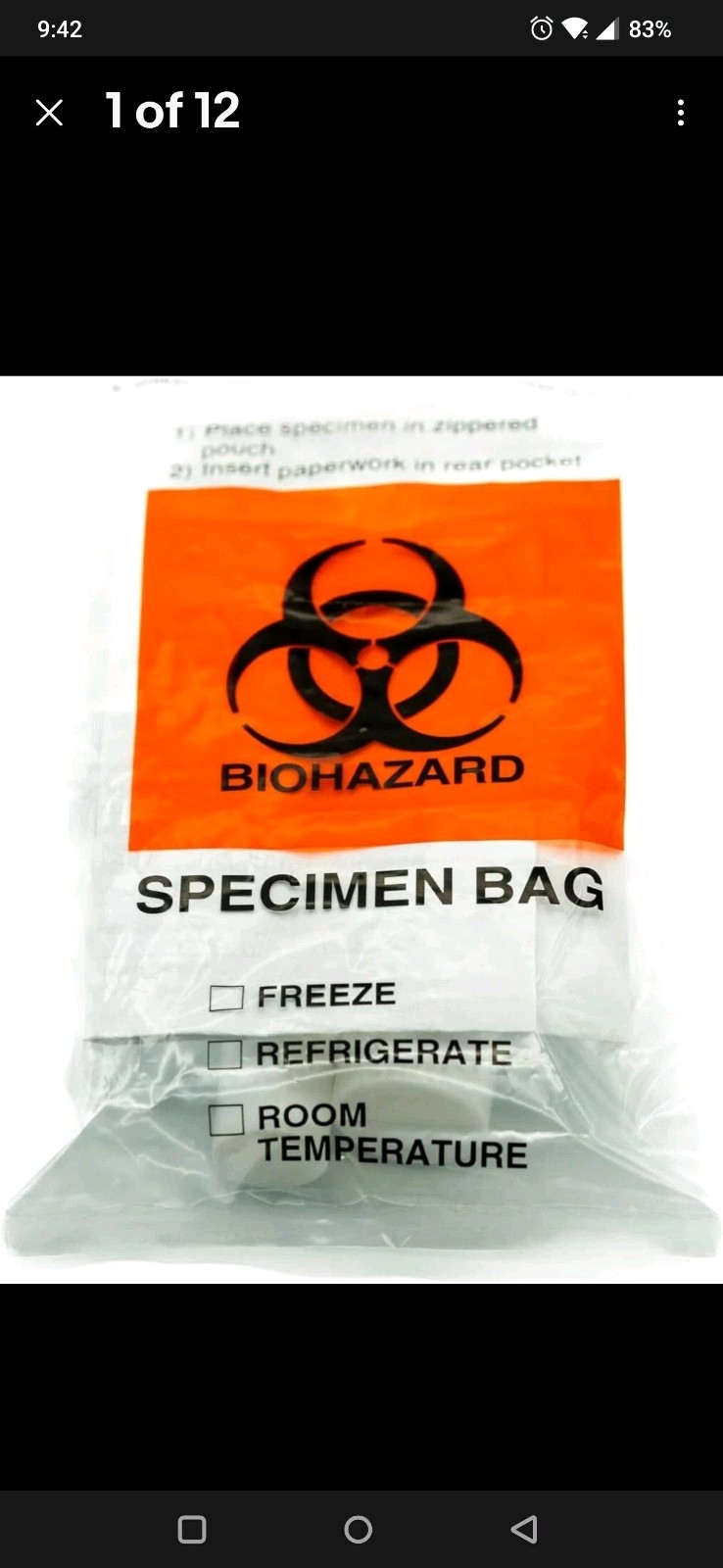 Sponix with Extra Specimen by Bags 6″X9″ Biohazard Qty 1,000 Bags Biorx Pocket