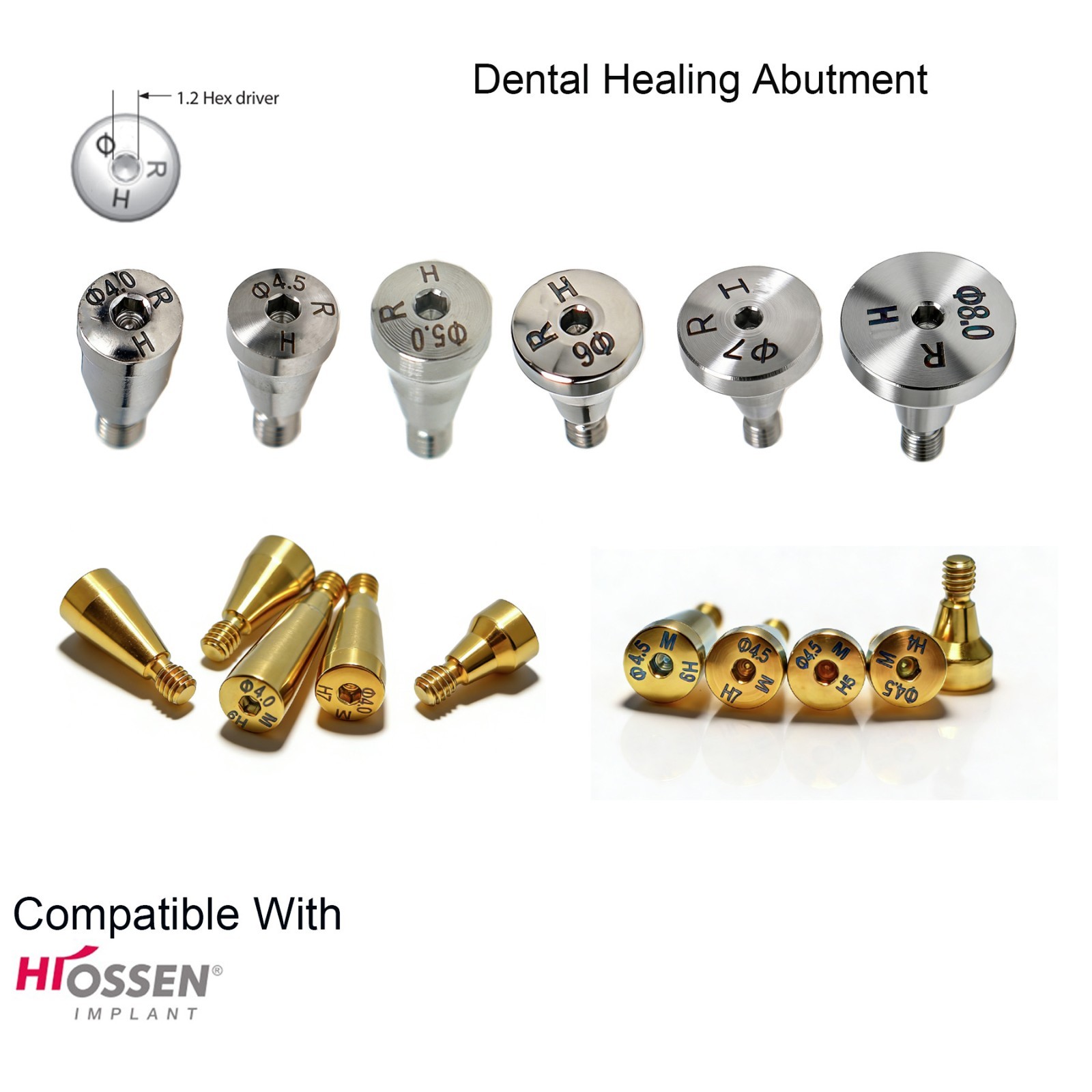 US Dental Healing Abutment Cap Ti For Hiossen ET/Oss TS Mini Regular Cover Screw
