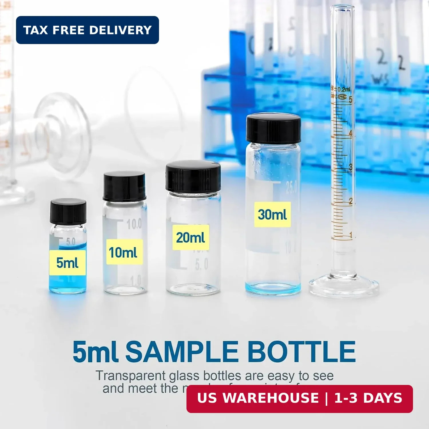 Kesell 10-Pack 5ml (0.17oz, 1.35dram) Glass Vials with Screw Caps | Borosilicate
