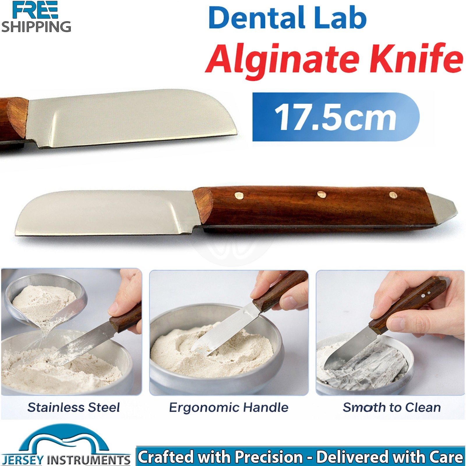 Dental Laboratory Plaster Alginate Knife Wood Handle Cutting Waxing & Modelling