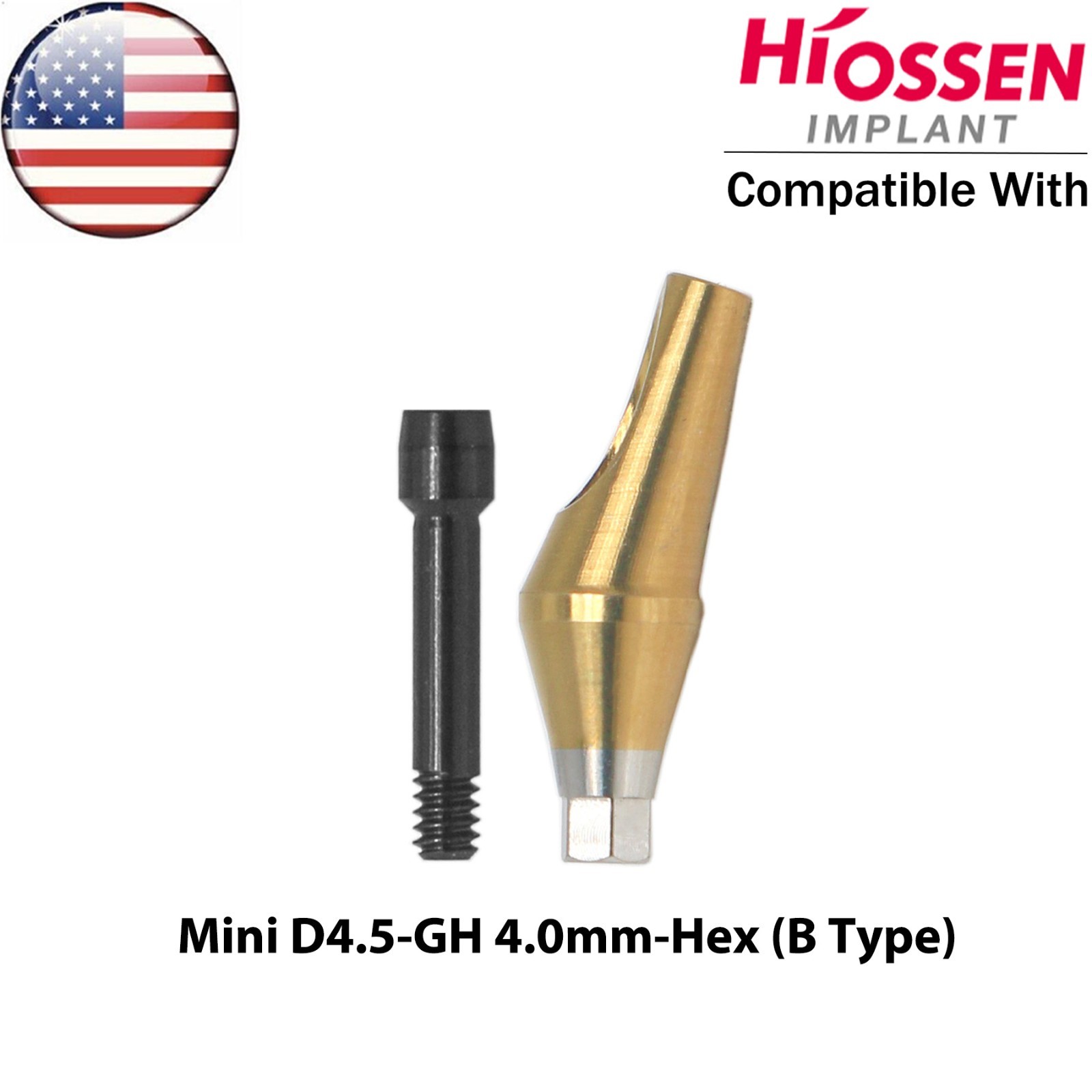 US Dental 17° Angled Anatomic Abutment Mini Regular Ø4.5/5.0mm Fit Hiossen Oss