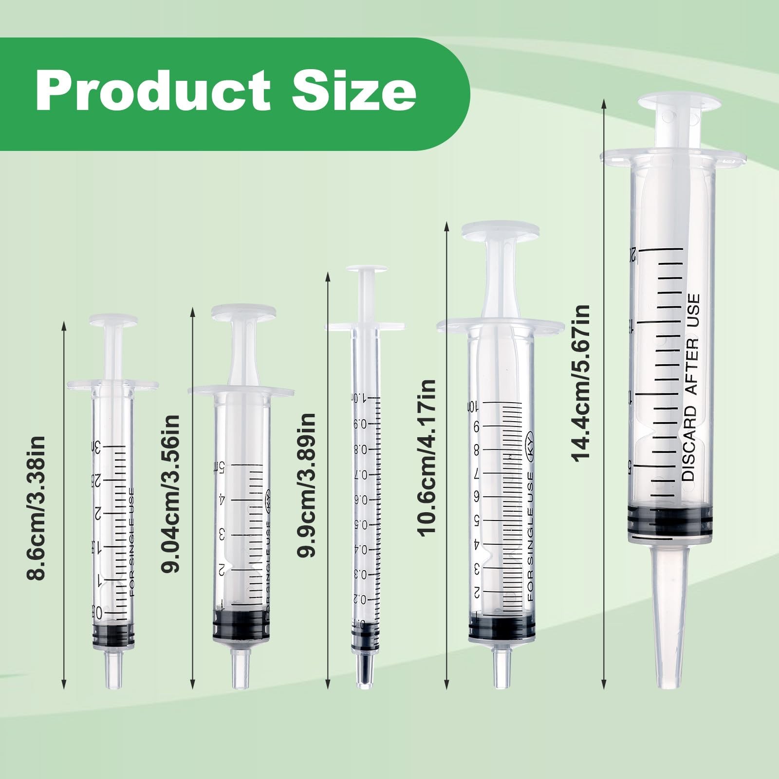 AOZUO 5 PCS Plastic Syringe, 1ml 3ml 5ml 10ml 20ml Feeding Syringes for Liqui…