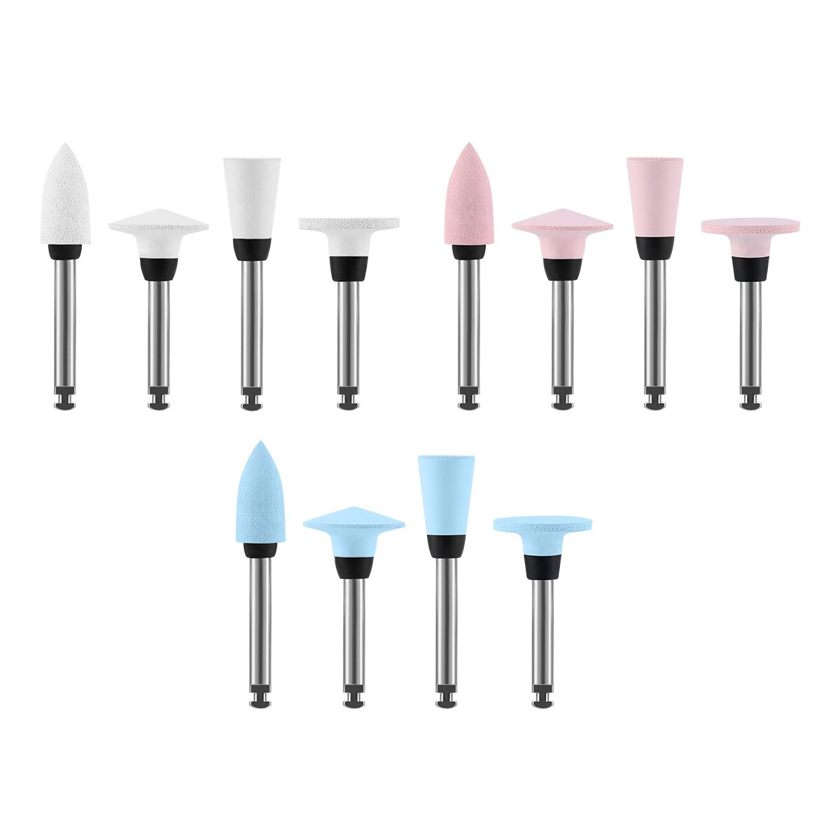 12 Pcs Dental RA Silicone with Aluminium Oxide Polishing Burs Coarse/Medium/Fine
