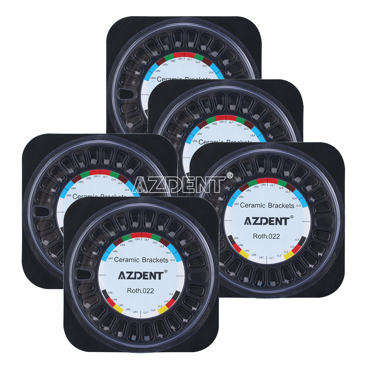 AZDENT Dental Orthodontic Ceramic Brackes Braces Roth /MBT .022 Hooks 3 4 5