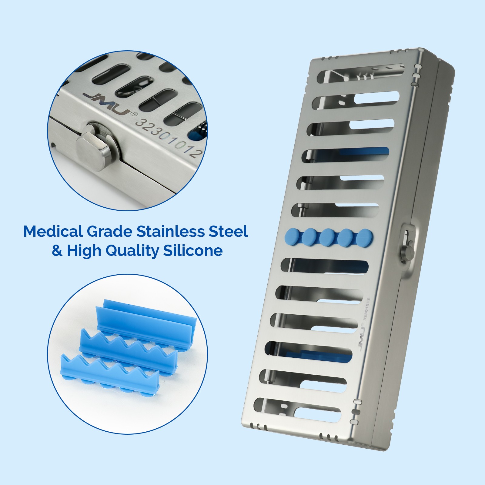 JMU Dental Autoclave Sterilization Cassette for 5-10 Instruments Autoclave Box